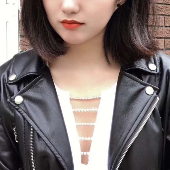 Garage White Long-Sleeve Top with Rhinestone Detail - Picture 5 of 5